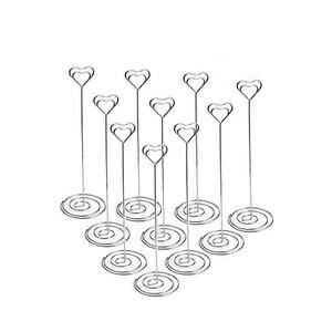 Metal Photo  Place Card Holders Heart Lot of 7 8.6" tall